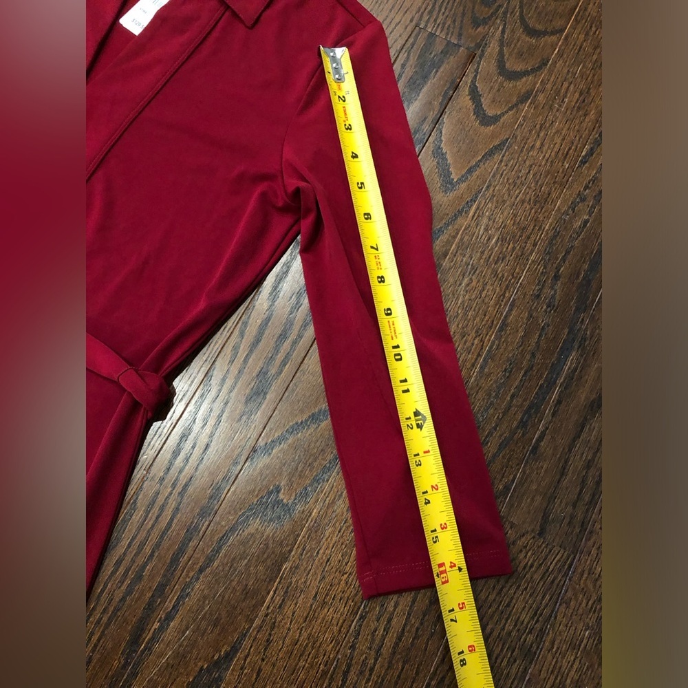 Brooks Brothers Women’s XS Red V-Neck Collared 3/4 Sleeved Belted Sheath Dress - Picture 8 of 11